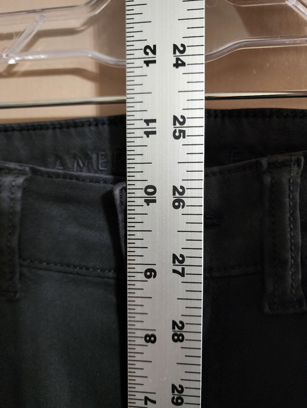 Super High Rise Skinny Jegging | Black Coated Jeans | American Eagle AEO | 6 X-L - Picture 5 of 9